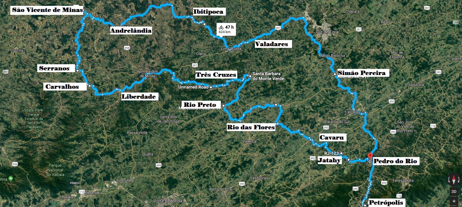 Petrópolis (RJ) - Sul de Minas - Petrópolis (RJ) - Mapa completo